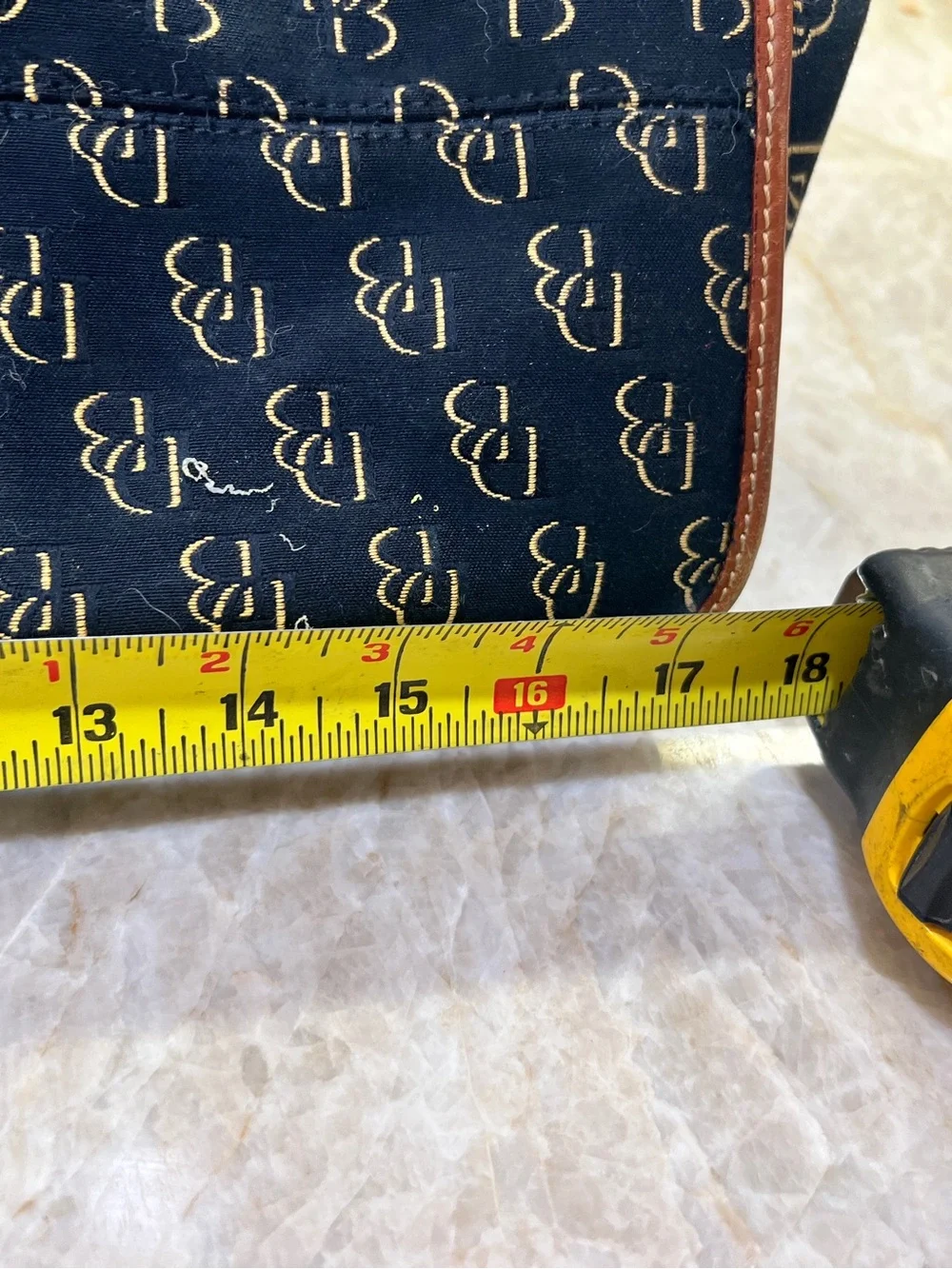 XL Dooney & Bourke Black Weekender Brown Leather Trim and Gold Monogram